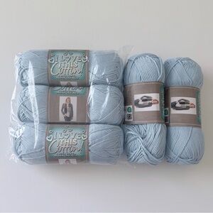 Hobby Lobby I Love This Cotton Yarn Light Blue 5 Skeins